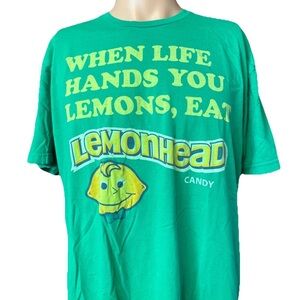 Vintage LEMONHEAD Candy When Life Hands You Lemons Eat Lemonhead Green Shirt XL